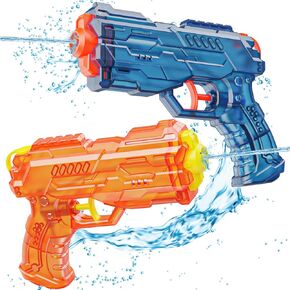 Water Guns for Kids - Squirt Gun Adults Summer Super Water Gun Toys for Boys Girls, 2 Pack Small Watergun for Party Swimming Pool Beach Yard Outdoor Fighting Toy（Blue Orange）