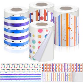 Bulletin Board Borders, EcjoyHub 6 Rolls 196.8Ft Classroom Borders for Bulletin Board, Self-Adhesive Colorful Bulletin Board Decorations Scalloped Rolled Border Trim for School, Office Decor, Party