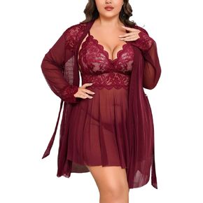 Avidlove Plus Size Lingerie Sexy Lingerie Set Women's Exotic Nightgowns Lace Chemise Lingerie Side Slit Nightdress in Saudi Arabia