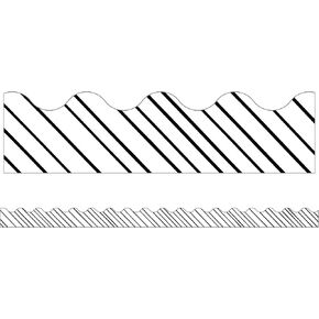 Carson Dellosa Kind Vibes 39ft of Black and White Bulletin Board Borders, 13 Strips of Scalloped Trim with Stripes for Rolling Whiteboard, Posterboard, Party Decorations, and Classroom Decor