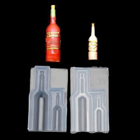Small 3D Wine Bottle Silicone Resin Mold Glass Bottle Silicone Mold for Necklace Pendant Epoxy Resin Casting Jewelry Making Tool Chocolate Fondant Mold Cake Decorating Tool