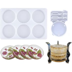 قوالب السيليكون المستديرة ذات 6 تجويف ، 4 بوصات قوالب السيليكون العميقة لراتنج الايبوكسي ، مع حامل لحرف راتنج الايبوكسي in Kuwait