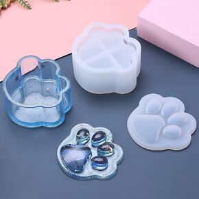 Doggie Paw Shape Box Epoxy Mold DIY Resin Casting Cute Doggie Paw Container Silicone Mold for Storage Small Stuff, Type E