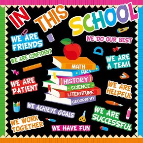 Motivational Bulletin Board Decoration Set Classroom Affirmation Station Bulletin Board in This School Classroom Cutouts for Elementary School Bulletin Board Home Wall Door Supplies