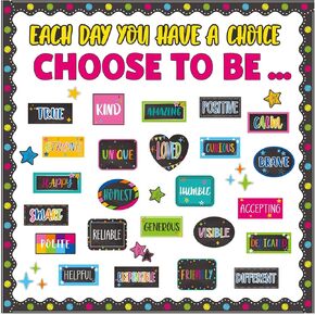 Motivational Bulletin Board Set Colorful Inspirational decoration for Classroom Motivational Posters Choose to Be Positive Accent Cutouts Colorful Bulletin Boards for Teachers School Wall Supplies
