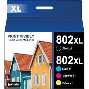 802XL 802 Ink Cartridges Replacement for Epson 802XL 802 XL T802XL T802 Combo Pack High Yield Work for Workforce Pro WF-4740 WF-4730 WF-4720 WF-4734 EC-4020 EC-4030 (Black Cyan Magenta Yellow, 4 Pack)