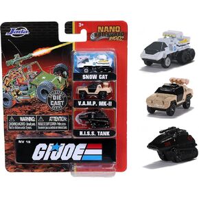 G.I. Joe 1.65" Nano 3-Pack Die-cast Cars, Toys for Kids and Adults