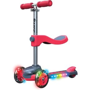 Razor Rollie DLX, 3-Wheel Light-Up Scooter for Younger Children, Seated and Stand-Up Riding Options