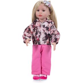 Doll Clothes Accessories 5 Pcs Set, Hooded Jacket Coat & Pink Shirt & Pants & Unicorn Hairpin & Shoes, Fashionable Clothes Set for 18" Girl Dolls (Doll Not Included)