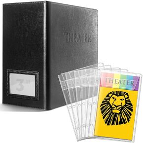 tutata 3 inch Binder with Sleeevs, for Broadway and Theatre Program, Theater Program Holder with Cover, 40 Sleeves, Fits 5.5 × 8.5 Programs from Mid 1980s to Modern