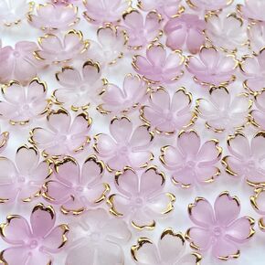 120pcs Acrylic Flower Beads Gradient Spacer Flower Beads Cherry Blossom Gold-Plated Colorful Flower Bead End Caps for Jewelry Making Bracelet Necklace Earrings(Mixed Color)