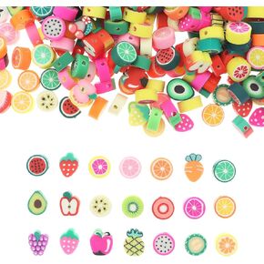 200pcs Polymer Clay Beads Charm Spacer Beads for Bracelet Necklace Jewelry Making (Fruit)
