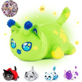 61 -PCS 丨 Aplushuman Cat Plush + 60 -Dosticker - Alien Invasion Cat - 100 ٪ Plushie Plushie - Cat محشو بالحيوان (Cat Aplushuman)