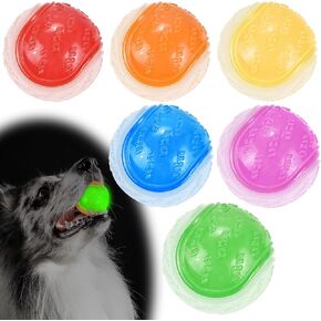 6Pcs Squeaky Dog Balls, Dog Toys Balls for Training, Tough Ball Toys for Dogs, Fit with Dog Ball Launcher, High Bouncy Dog Ball for Interactive Playing, Puppy Pet Chew Balls Teething Balls 2.5in