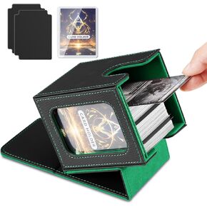 TiMOVO MTG Deck Box for 3000+ Trading Cards, Trading Card Storage Box with 20 Colorful Dividers & 4 Card Supporters, 4 Rows Commander Deck Box for Magic Game Cards, YuGiOh, TCG,Sport Cards, Black Blue