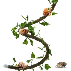 Poen 39.4 Inch Hermit Crab Climbing Item Hermit Crab Tank Accessories Bendable Reptile Vine Hermit Crab Climbing Vine Hermit Crab Supplies Artificial Vine Lizard Gecko Snake Frog(Leaf)