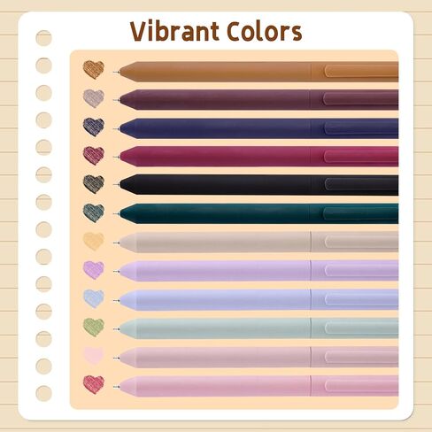 Colored Pens, 6Pcs Colorful Gel Pens 0.5mm Colored Ink Quick-Dry Pens Fine Point Smooth Writing Pens for Journaling Note Taking, Gift for Kids and Students (12 Pcs Morandi A & Vintage A) in Saudi Arabia