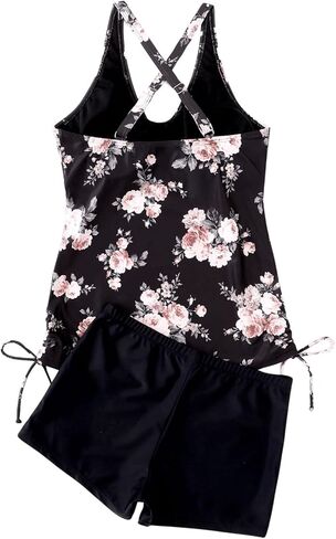 بدلة سباحة تانكيني للسيدات من SOLY HUX بطباعة زهور، قميص بدون أكمام مع شورت للأولاد، بدلة سباحة مكونة من قطعتين in Kuwait