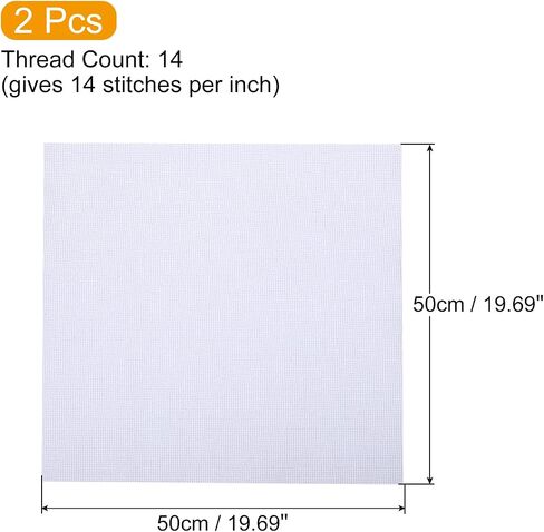 PATIKIL 14 Count Cross Stitch Cloth 20" x 20", 2 Pack Embroidery Cotton Fabric for DIY Needlework, White in Saudi Arabia