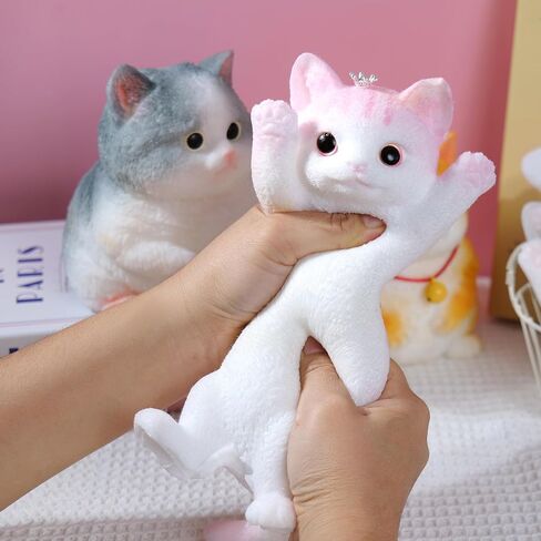 Cute Cat DIY Squeeze Toy, Hyperreal Kawaii Cat Simulation Lovely Toy Squeeze Autism Toy Squishy Stress Relidf Toy, Silicone Pinch Aoft Decompression Stress Toy Gift (A American Shorthair) in Saudi Arabia