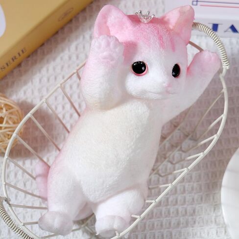 Cute Cat DIY Squeeze Toy, Hyperreal Kawaii Cat Simulation Lovely Toy Squeeze Autism Toy Squishy Stress Relidf Toy, Silicone Pinch Aoft Decompression Stress Toy Gift (A American Shorthair) in Saudi Arabia