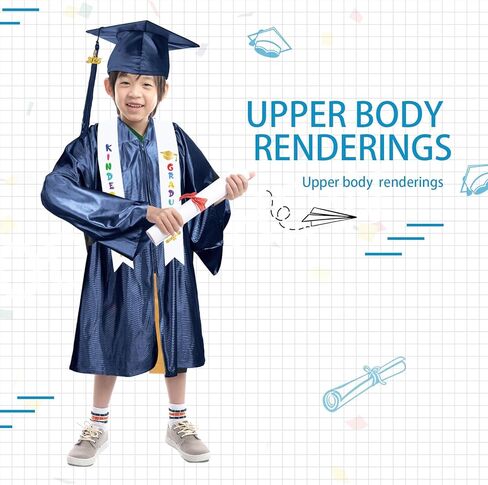 Foaincore 2024 Year Preschool and Kindergarten Graduation Gown Cap Tassel Set with 2024 Charm Printed Stole for Kid Grad Gift in Kuwait