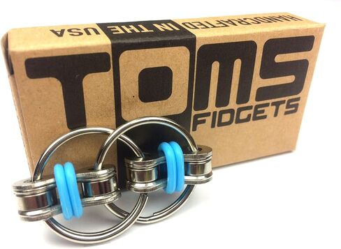 Tom's Fidgets Original Flippy Chain Fidget Toy - Perfect for ADHD, Anxiety, and Autism - Bike Chain Fidget Stress Reducer for Adults and Kids (Single Blue) in Saudi Arabia