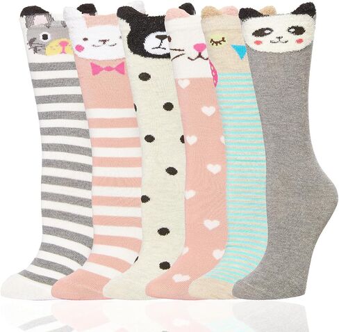 TRENSOM Funny Animal Socks for Girls - Cute Cat Bear Panda Fox Socks for Kids, Funny Crazy Girl Socks 6 PACK in Saudi Arabia