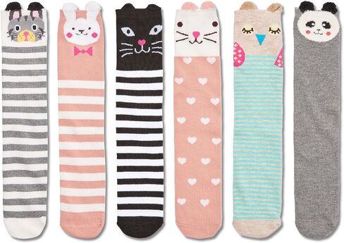 TRENSOM Funny Animal Socks for Girls - Cute Cat Bear Panda Fox Socks for Kids, Funny Crazy Girl Socks 6 PACK in Saudi Arabia