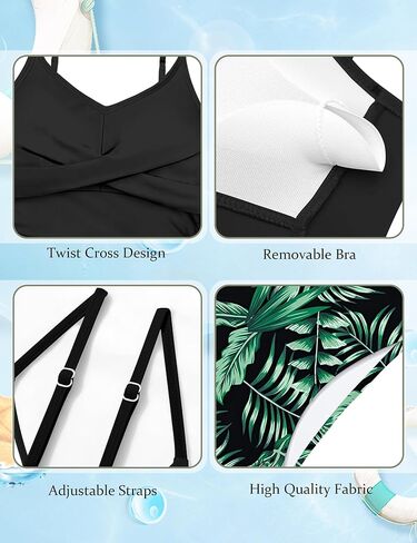 ملابس سباحة للفتيات مكونة من قطعتين بدلة استحمام متقاطعة مكشكشة للفتيات أطقم تانكيني مطبوعة ملابس سباحة للفتيات من سن 9 إلى 16 سنة in Kuwait