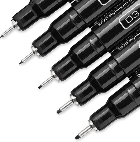 Prismacolor Premier Fine Line Illustration Markers, Assorted Fine Tips, Black, Adult Coloring, 5 Pack in Kuwait