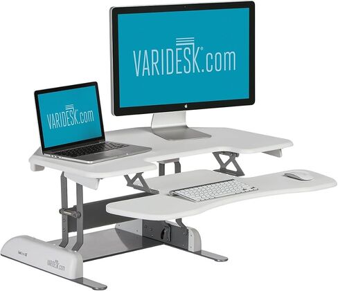 Vari - VariDesk Cube Corner 36 - Cubicle Standing Desk Converter for Dual Monitors - Home Office Desk with 11 Height Adjustable Settings, Spring-Assisted Lift, Weighted Base - Fully Assembled, Black in Saudi Arabia