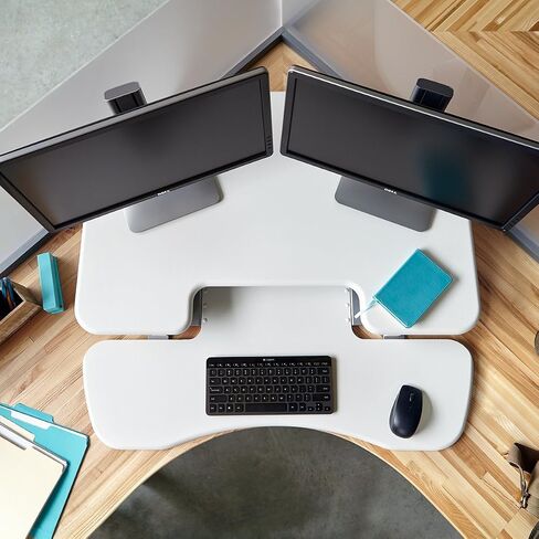 Vari - VariDesk Cube Corner 36 - Cubicle Standing Desk Converter for Dual Monitors - Home Office Desk with 11 Height Adjustable Settings, Spring-Assisted Lift, Weighted Base - Fully Assembled, Black in Saudi Arabia