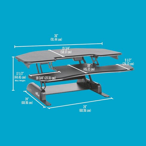 Vari - VariDesk Cube Corner 36 - Cubicle Standing Desk Converter for Dual Monitors - Home Office Desk with 11 Height Adjustable Settings, Spring-Assisted Lift, Weighted Base - Fully Assembled, Black in Saudi Arabia