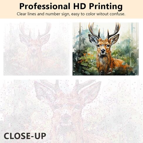Rebotipy Deer Paint by Numbers Paint Animal and Forest Paint by Numbers Cit for Comphas Canvas Beginner مع فرشاة الطلاء وطلاء الصباغ الأكريلي in Kuwait