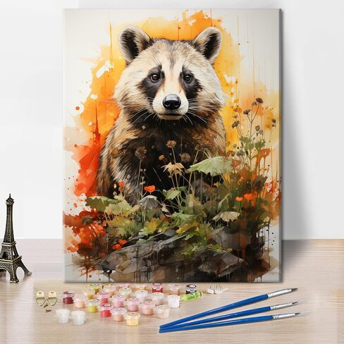 Rebotipy Deer Paint by Numbers Paint Animal and Forest Paint by Numbers Cit for Comphas Canvas Beginner مع فرشاة الطلاء وطلاء الصباغ الأكريلي in Kuwait