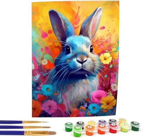 Bimkole Rabbit Paint by Number for Adults, DIY Oil Painting Kit on Canvas with Paintbrushes and Acrylic Pigment, Perfect for Paint by Numbers for Adults Beginner, for Home Wall Decor16x20 Inch in Saudi Arabia