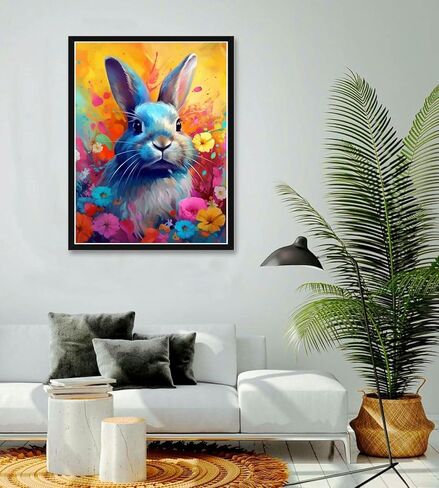 Bimkole Rabbit Paint by Number for Adults, DIY Oil Painting Kit on Canvas with Paintbrushes and Acrylic Pigment, Perfect for Paint by Numbers for Adults Beginner, for Home Wall Decor16x20 Inch in Saudi Arabia