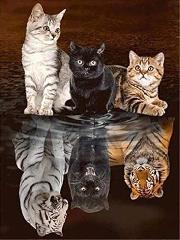 TINDAY Paint by Number Animals DIY Paint by Numbers Kit for Kids Adults Beginner DIY Canvas Painting by Numbers Painting Acrylic Painting for Home Decoration Animals Reflection 16x20 Inch in Kuwait
