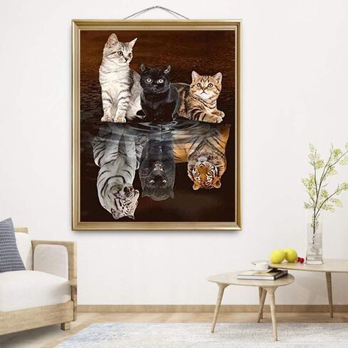 TINDAY Paint by Number Animals DIY Paint by Numbers Kit for Kids Adults Beginner DIY Canvas Painting by Numbers Painting Acrylic Painting for Home Decoration Animals Reflection 16x20 Inch in Kuwait