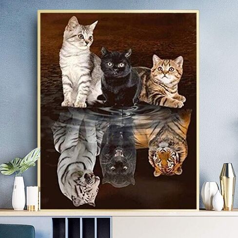 TINDAY Paint by Number Animals DIY Paint by Numbers Kit for Kids Adults Beginner DIY Canvas Painting by Numbers Painting Acrylic Painting for Home Decoration Animals Reflection 16x20 Inch in Kuwait