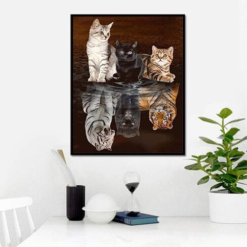 TINDAY Paint by Number Animals DIY Paint by Numbers Kit for Kids Adults Beginner DIY Canvas Painting by Numbers Painting Acrylic Painting for Home Decoration Animals Reflection 16x20 Inch in Kuwait