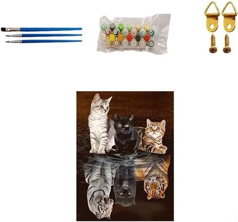 TINDAY Paint by Number Animals DIY Paint by Numbers Kit for Kids Adults Beginner DIY Canvas Painting by Numbers Painting Acrylic Painting for Home Decoration Animals Reflection 16x20 Inch in Kuwait