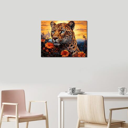 TUMOVO Paint by Number for Adults Beautiful Fox with Flowers in The Meadow Paint by Numbers Kit with Brushes and Pigment, Oil Painting on Canvas for Wall Decor, 16"x20" in Saudi Arabia