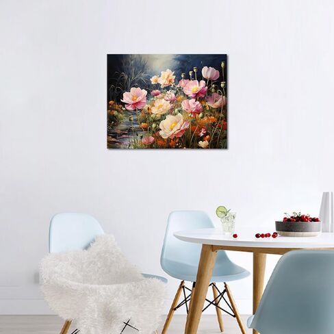 TUMOVO Paint by Number for Adults Beautiful Fox with Flowers in The Meadow Paint by Numbers Kit with Brushes and Pigment, Oil Painting on Canvas for Wall Decor, 16"x20" in Saudi Arabia