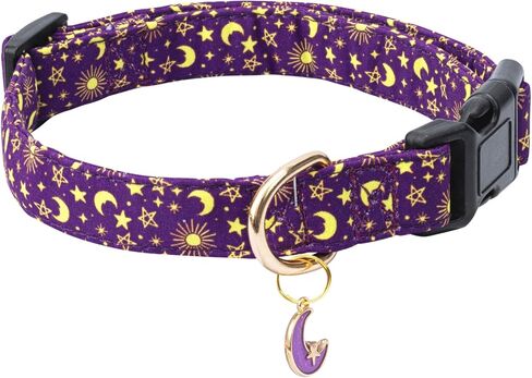 Cotton Dog Collar,Adjustable Cute Puppy Collar with Moon Patterned Design for Small Medium Large Dogs,Soft and Fancy Pet Collar with Safety Buckle for Girl Boy Dogs (Blue Whale, Medium) in Kuwait