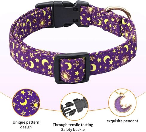 Cotton Dog Collar,Adjustable Cute Puppy Collar with Moon Patterned Design for Small Medium Large Dogs,Soft and Fancy Pet Collar with Safety Buckle for Girl Boy Dogs (Blue Whale, Medium) in Kuwait