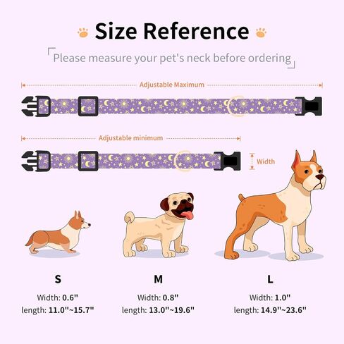 Cotton Dog Collar,Adjustable Cute Puppy Collar with Moon Patterned Design for Small Medium Large Dogs,Soft and Fancy Pet Collar with Safety Buckle for Girl Boy Dogs (Blue Whale, Medium) in Kuwait