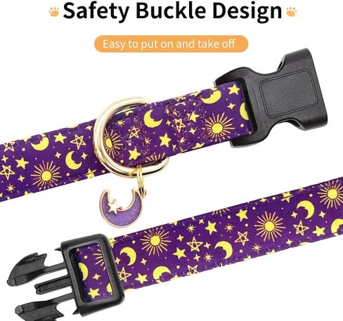 Cotton Dog Collar,Adjustable Cute Puppy Collar with Moon Patterned Design for Small Medium Large Dogs,Soft and Fancy Pet Collar with Safety Buckle for Girl Boy Dogs (Blue Whale, Medium) in Kuwait