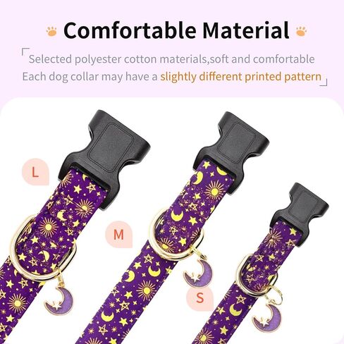 Cotton Dog Collar,Adjustable Cute Puppy Collar with Moon Patterned Design for Small Medium Large Dogs,Soft and Fancy Pet Collar with Safety Buckle for Girl Boy Dogs (Blue Whale, Medium) in Kuwait